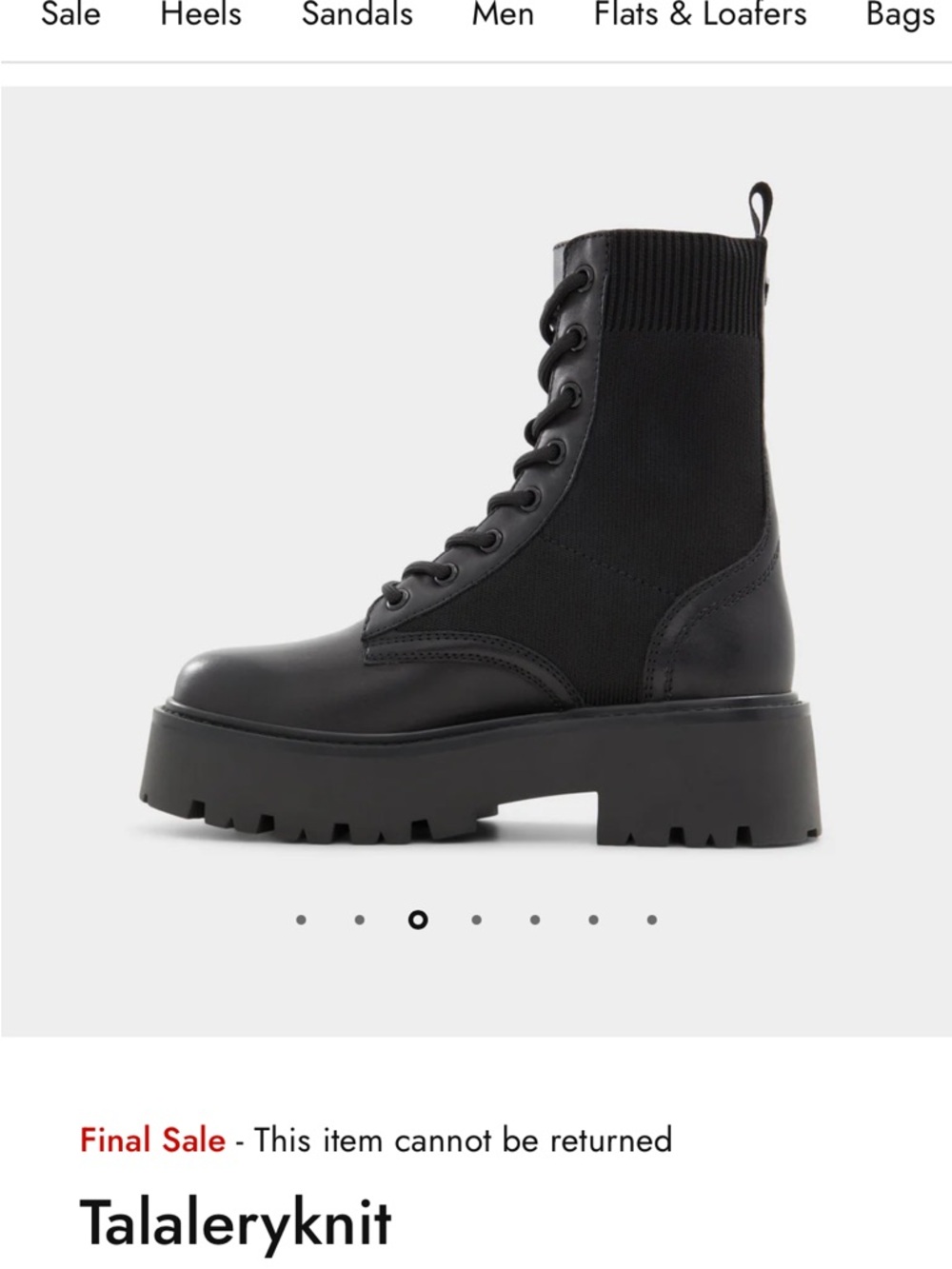 Aldo Black Lace-Up Platform Combat Boots - Picture 3 of 8